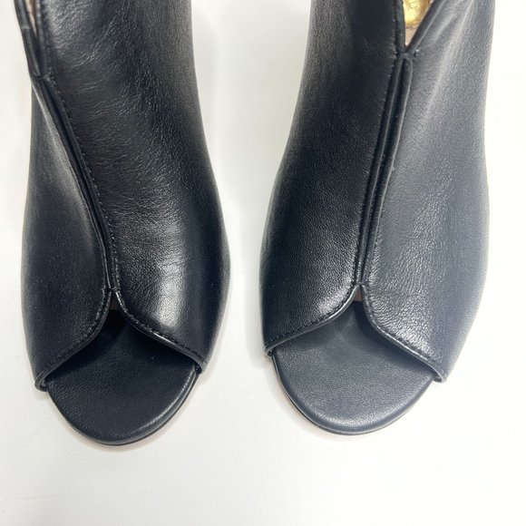 Louise et‎ Cie Black Gold Trim Leather Peep Toe Booties 8.5 - Picture 7 of 13